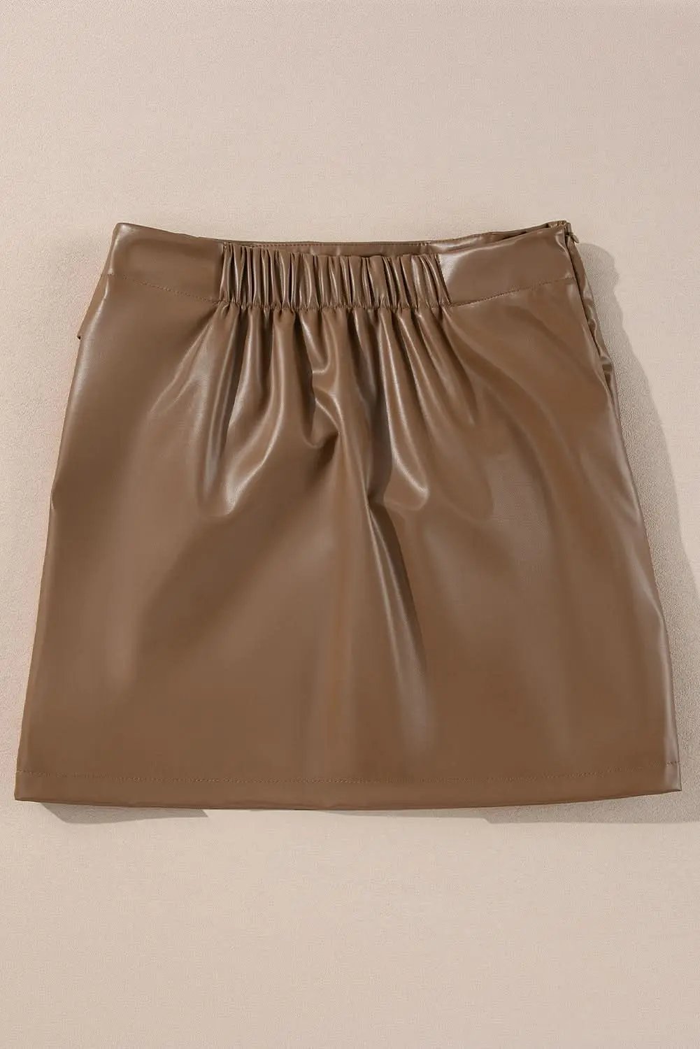 Coffee Bowknot Faux Leather Mini Skirt - Love Salve